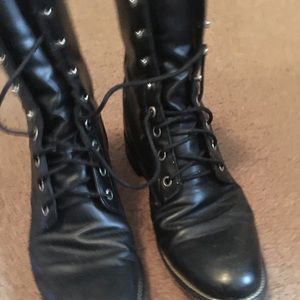Black lace up boots.